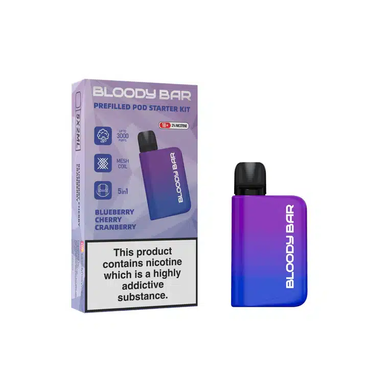 Bloody-Bar-Prefilled-Pod-Kit-5-in-1-Blueberry-Cherry-Cranberrywebp - Element Vapor Australia