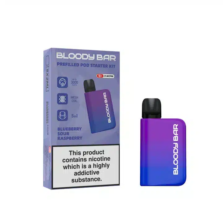 Bloody-Bar-Prefilled-Pod-Kit-5-in-1-Blueberry-Sour-Raspberrywebp - Element Vapor Australia