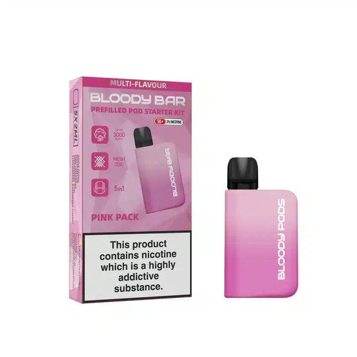 Bloody-Bar-Prefilled-Pod-Kit-5-in-1-Pink-Packwebp - Element Vapor Australia