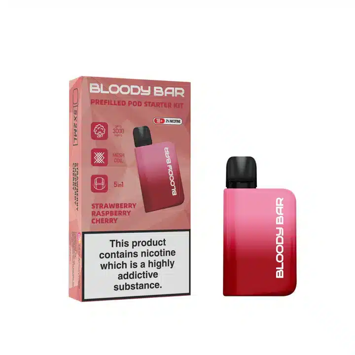 Bloody-Bar-Prefilled-Pod-Kit-5-in-1-Strawberry-Raspberry-Cherrywebp - Element Vapor Australia