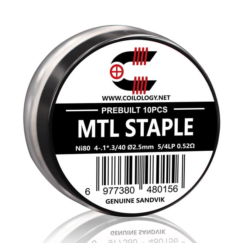 Coilology-Prebuilt-Sandvik-MTL-Staple-Coils-Ni80-052ohmjpg - Element Vapor Australia