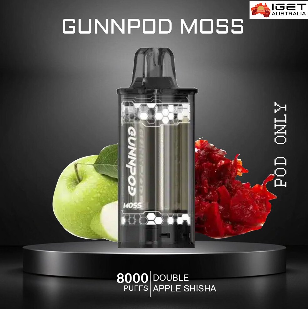 GUNNPOD-MOSS-DOUBLE-APPLE-SHISHA-8000-PUFFS-POD-ONLY-1jpg - Element Vapor Australia