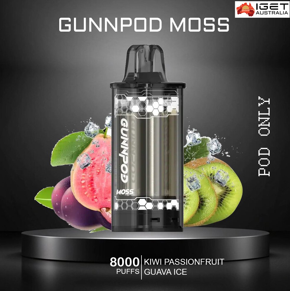 GUNNPOD-MOSS-KIWI-PASSIONFRUIT-GUAVA-ICE-8000-PUFFS-POD-ONLY-1jpg - Element Vapor Australia