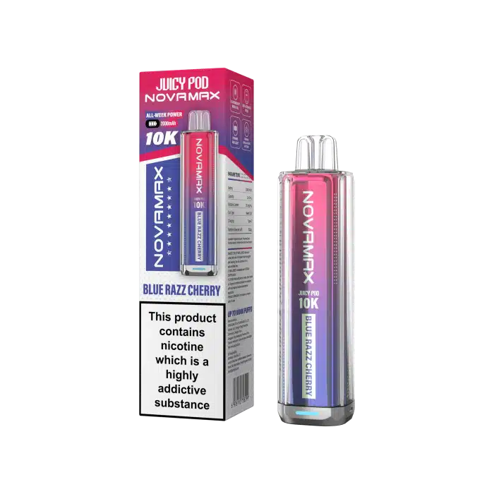 Juicy-Pod-NOVAMAX-10K-Blue-Razz-Cherrywebp - Element Vapor Australia