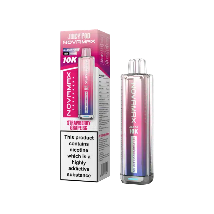 Juicy-Pod-NOVAMAX-10K-Strawberry-Grape-BGwebp - Element Vapor Australia