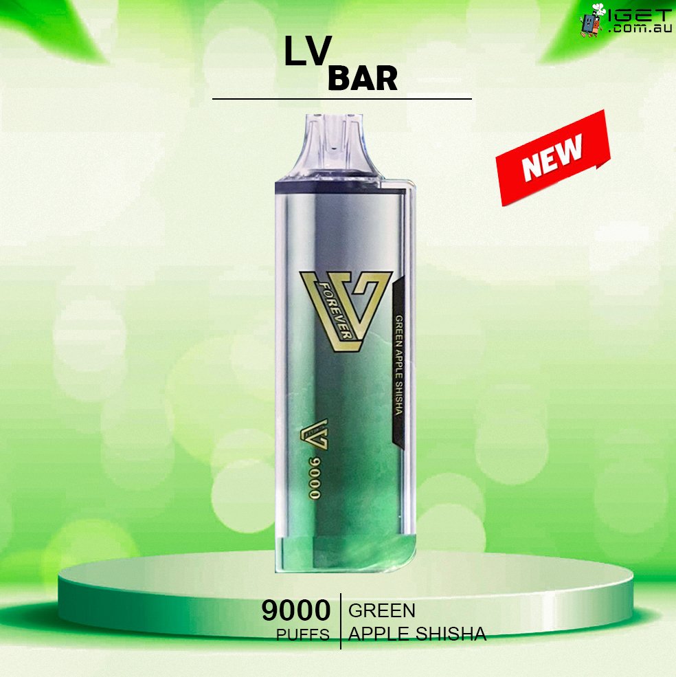 LV-BAR-GREEN-APPLE-SHISHA-9000-PUFFSjpg - Element Vapor Australia