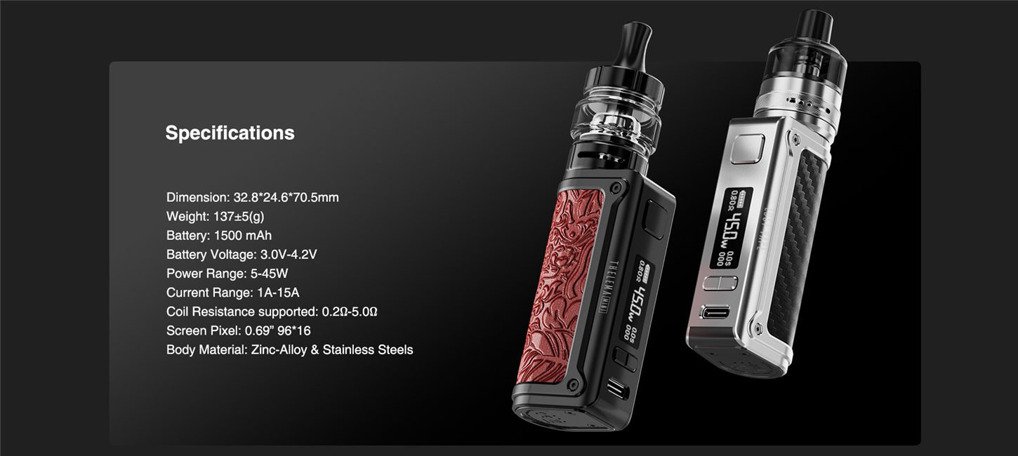 Lost-Vape-Thelema-Mini-45W-Kit-Specificationsjpg - Element Vapor Australia