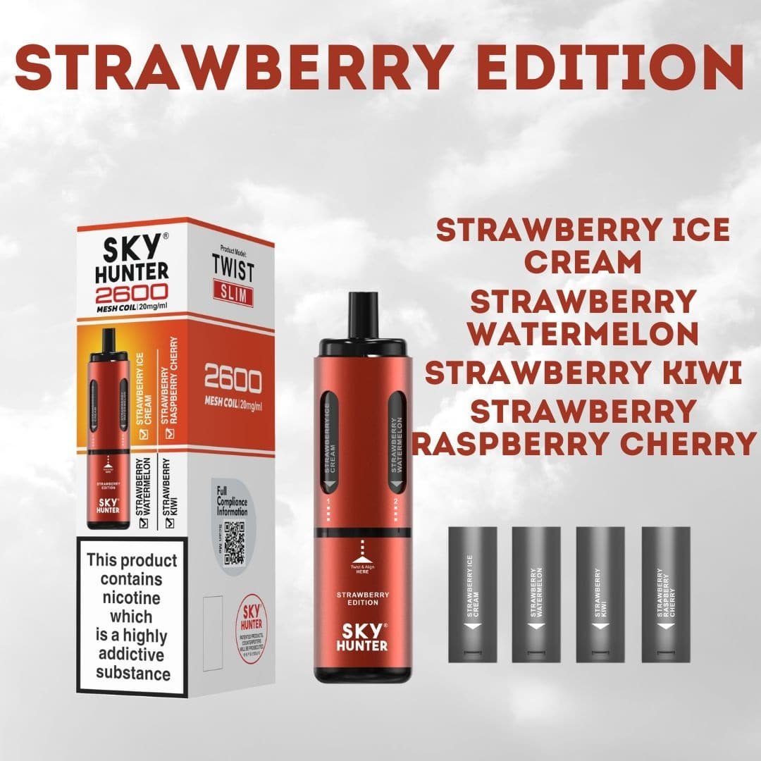 Sky-Hunter-2600-Disposable-Vape-Strawberry-Editionjpg - Element Vapor Australia