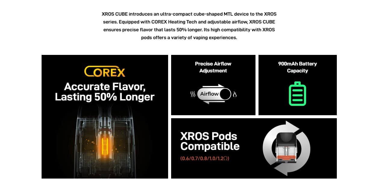 Vaporesso-XROS-CUBE-Pod-Kit-Featuresjpg - Element Vapor Australia